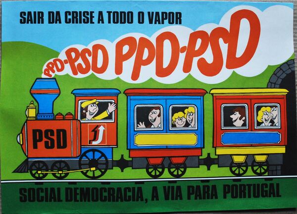 Cartaz PPD-PSD Sair da crise a todo o vapor, 1983 . Outras Artes e Coleccionismo