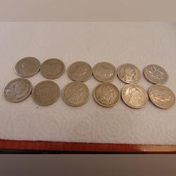 12 moedas de 1 Escudo (alpaca) 1927-1966. Moedas. Oeiras.      Português