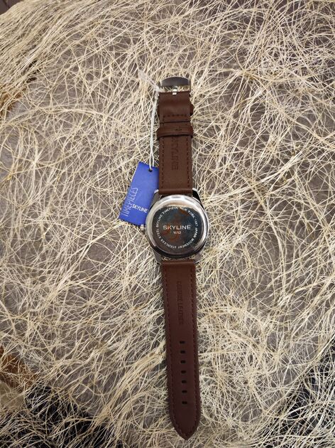 Relógio de pulso masculino castanho em pele da Skyline . Relógios de Pulso