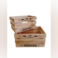 Conjunto 2 caixotes madeira "Fresh Food". Organização da casa. Torres Vedras