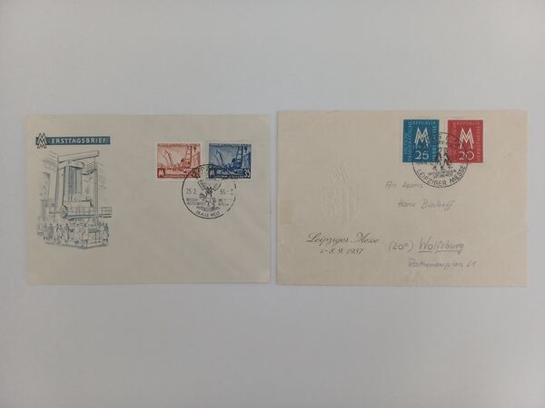 Filatelia - 2 envelopes da RDA. Selos