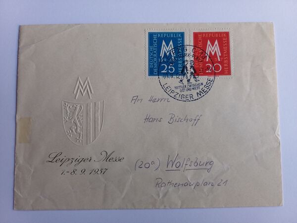 Filatelia - 2 envelopes da RDA. Selos