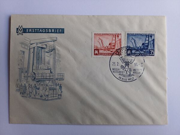 Filatelia - 2 envelopes da RDA. Selos