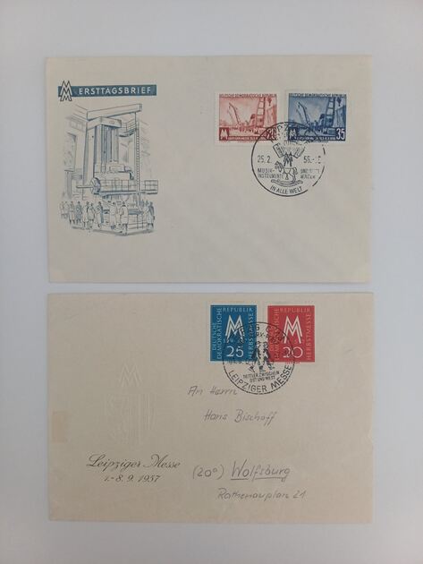 Filatelia - 2 envelopes da RDA. Selos