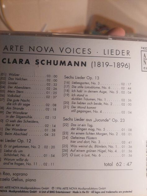 Cd "Lieder" Clara Schummann. Vinil, CDs