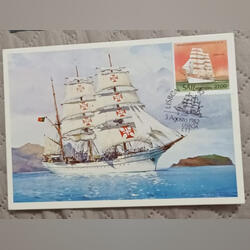 Postal Lisboa 1982 Navio Sagres. Selos