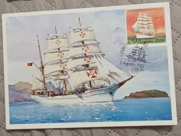 Postal Lisboa 1982 Navio Sagres. Selos