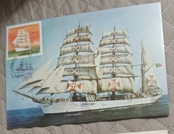 Postal Lisboa 1982 Navio Sagres. Selos