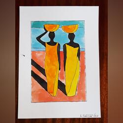 Pintura Decorativa Africana (A4) Decoração da Casa. Quadros. Sintra. Arte pop     De sala De quarto Feminino Hand Multicolor Novo / Como novo