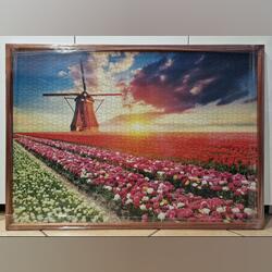 Quadro de Puzzle Feito - "Paisagem de Tulipas".. Quadros