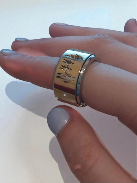 💍 Anel Giratório Dourado e Prateado Família. Anéis