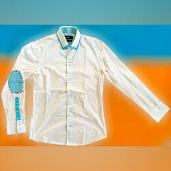 Camisa Branco e Azul Vivo. Camisas para Homem. Cascais. S / 36 / 8 Inverno Primavera Verão Outono  Branco Novo / Como novo Com botões Manga comprida