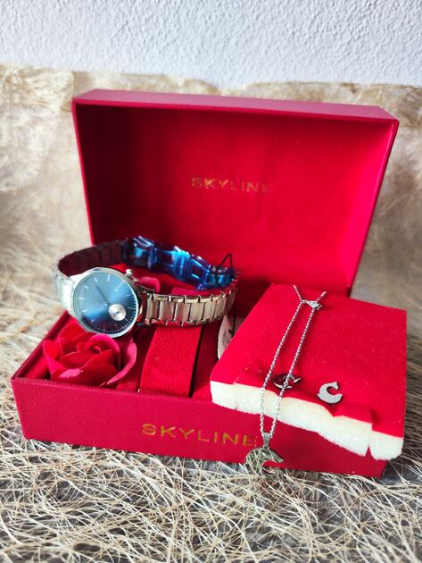 Conjunto de Relógio mais colar e brincos de Senhora da Skyline . Relógios de Pulso