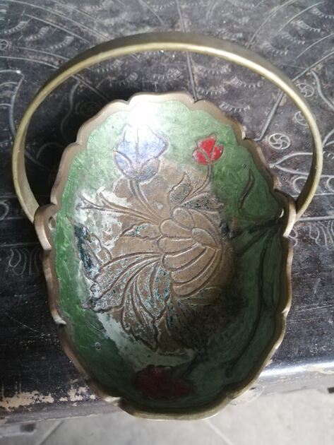 despeja bolsos pequeno antigo, metal cloisonne. Artesanato
