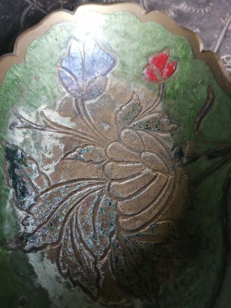 despeja bolsos pequeno antigo, metal cloisonne. Artesanato