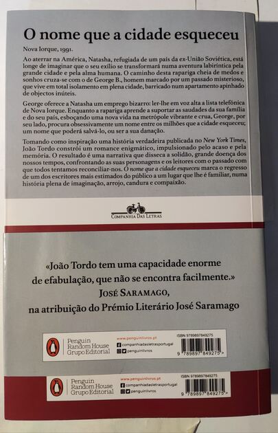 O Nome que a Cidade Esqueceu - João Tordo. Livros