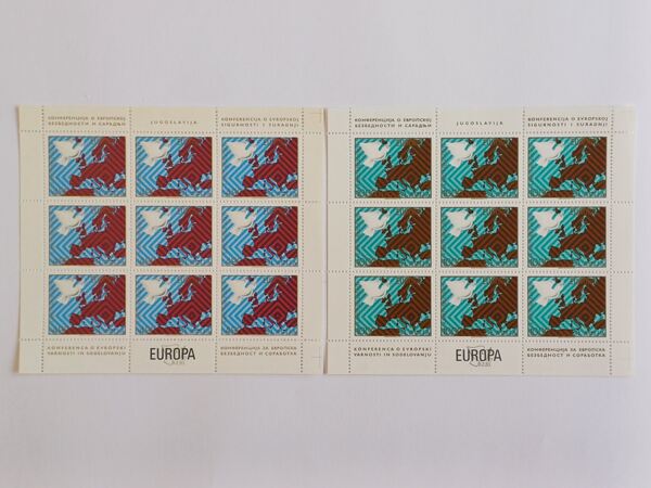 36 Mini-folhas da Jugoslávia 1970 a 1980. Selos