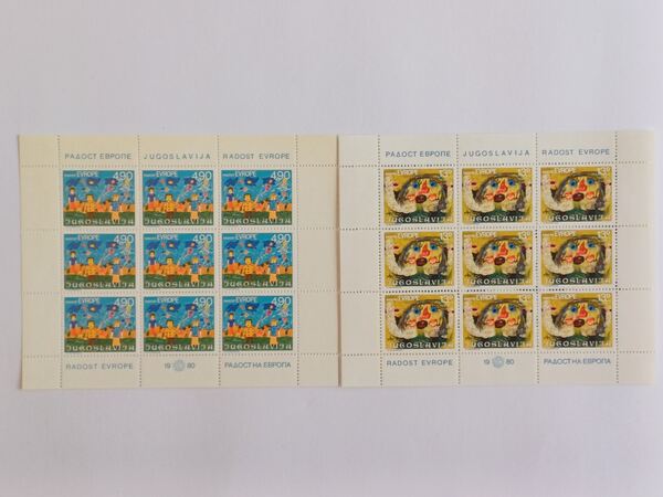 36 Mini-folhas da Jugoslávia 1970 a 1980. Selos