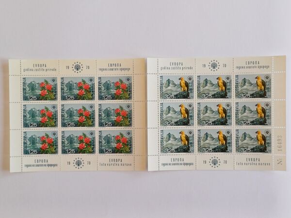 36 Mini-folhas da Jugoslávia 1970 a 1980. Selos