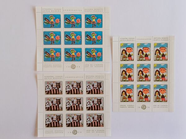 36 Mini-folhas da Jugoslávia 1970 a 1980. Selos