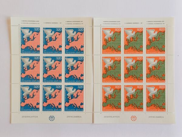 36 Mini-folhas da Jugoslávia 1970 a 1980. Selos