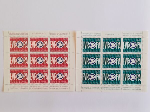 36 Mini-folhas da Jugoslávia 1970 a 1980. Selos