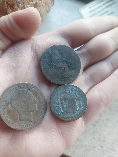 Lote 3 moedas Espanholas séc XIX. Moedas