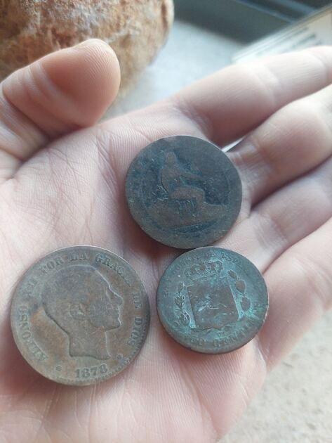 Lote 3 moedas Espanholas séc XIX. Moedas