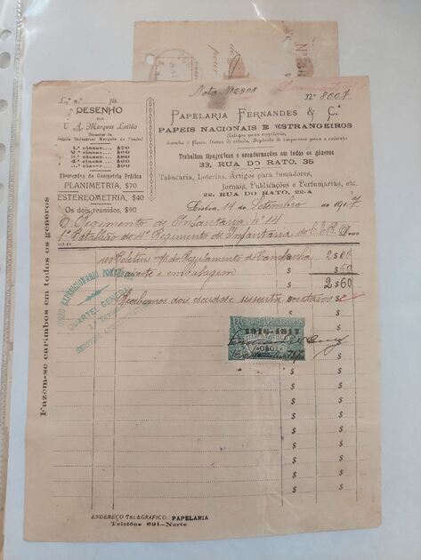 Fatura Antiga Exército Português. Outras Artes e Coleccionismo