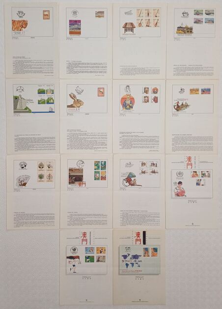 Filatelia - 54 pagelas de Macau. Selos