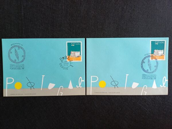 FDC Expo 92 Sevilha + carimbo pavilhão Portugal. Selos