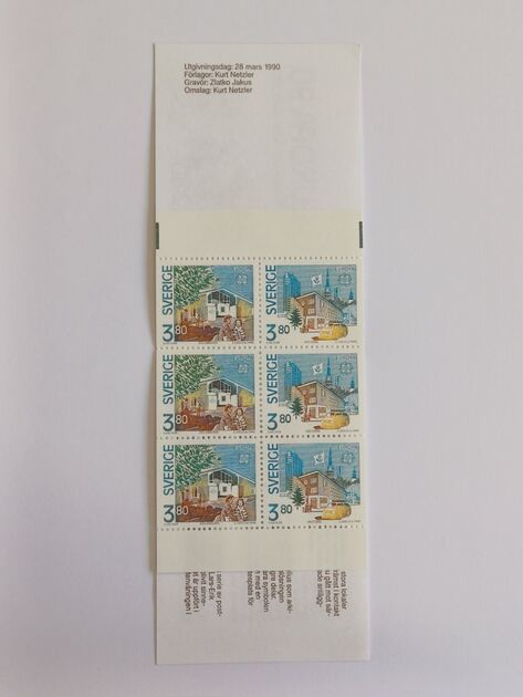 Filatelia Suécia – Carteira Europa 1990. Selos