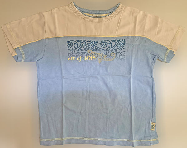 T-Shirt de Criança Unissexo, Azul e Creme, como No. Camisas e T-shirts