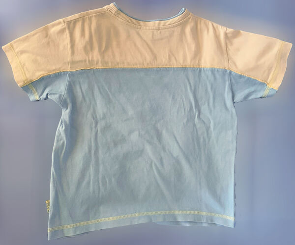 T-Shirt de Criança Unissexo, Azul e Creme, como No. Camisas e T-shirts
