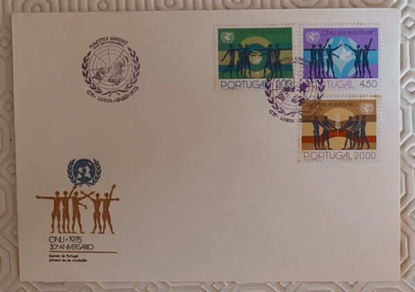 FDC XXX Aniversário ONU 1975. Selos