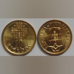 79- Moedas de 10$00, Latão Níquel do Ano 1986 a 2 . Moedas. Oeiras.      Português