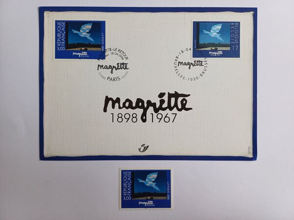 Emissão conjunta Bélgica-França, Magritte – 1998. Selos