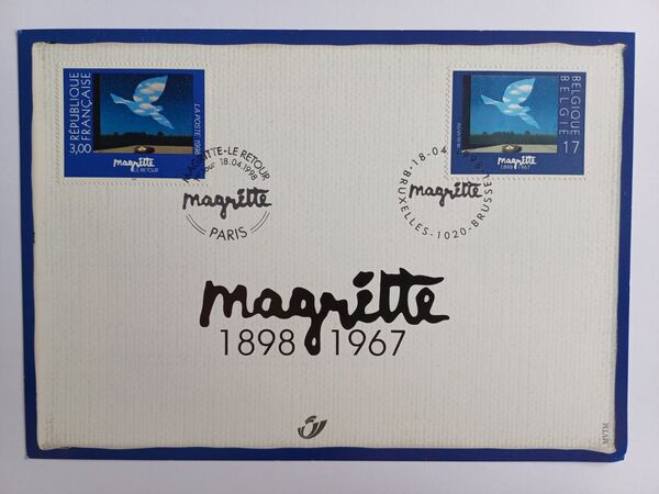 Emissão conjunta Bélgica-França, Magritte – 1998. Selos