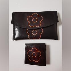 Conjunto de carteiras de senhora. Carteiras. Seixal.  Mulher Couro Castanho  Novo / Como novo Com clipe