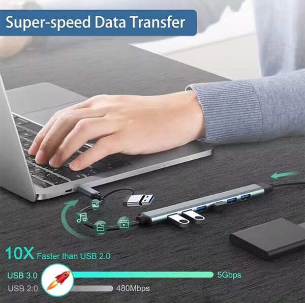 Hub 7 Portas USB tipo C USB . Outros (Componentes)