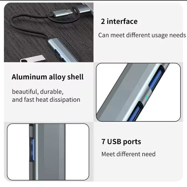Hub 7 Portas USB tipo C USB . Outros (Componentes)