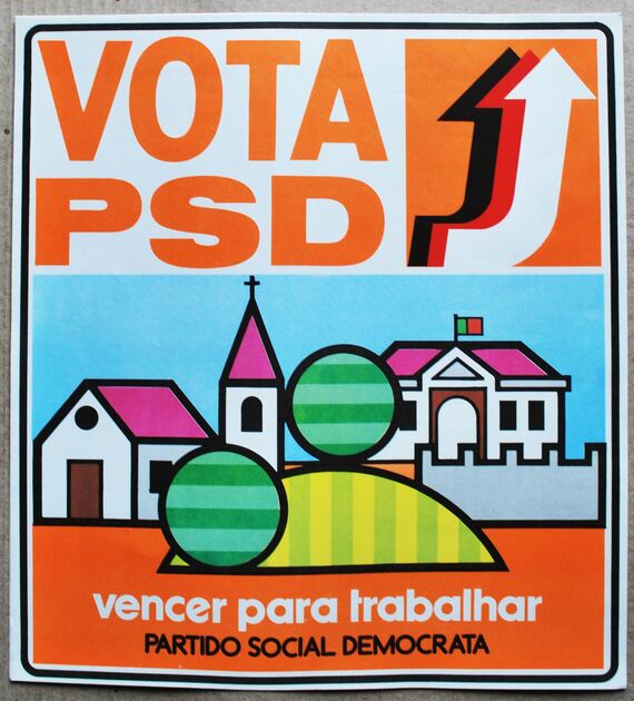 Cartaz Vota PSD Vencer para trabalhar, 1982. Outras Artes e Coleccionismo